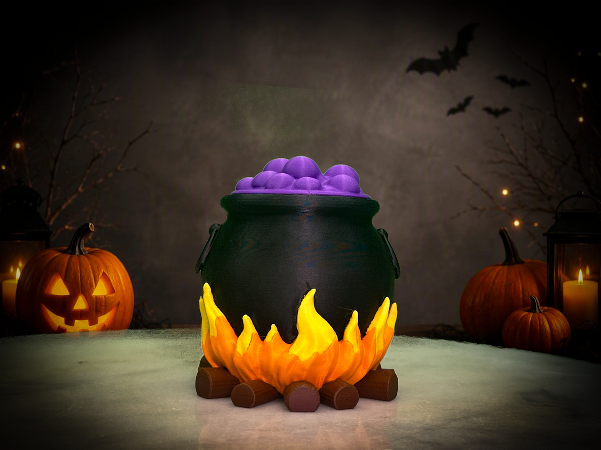 Bubbling Witch Cauldron Storage Container | 3d Printed Halloween Trinket Box | Removable Lid Storage Container | Witchy Decor