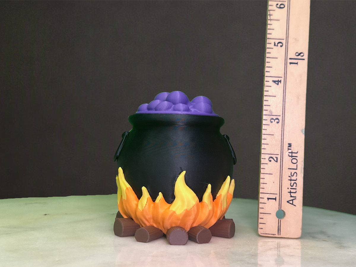 Bubbling Witch Cauldron Storage Container | 3d Printed Halloween Trinket Box | Removable Lid Storage Container | Witchy Decor