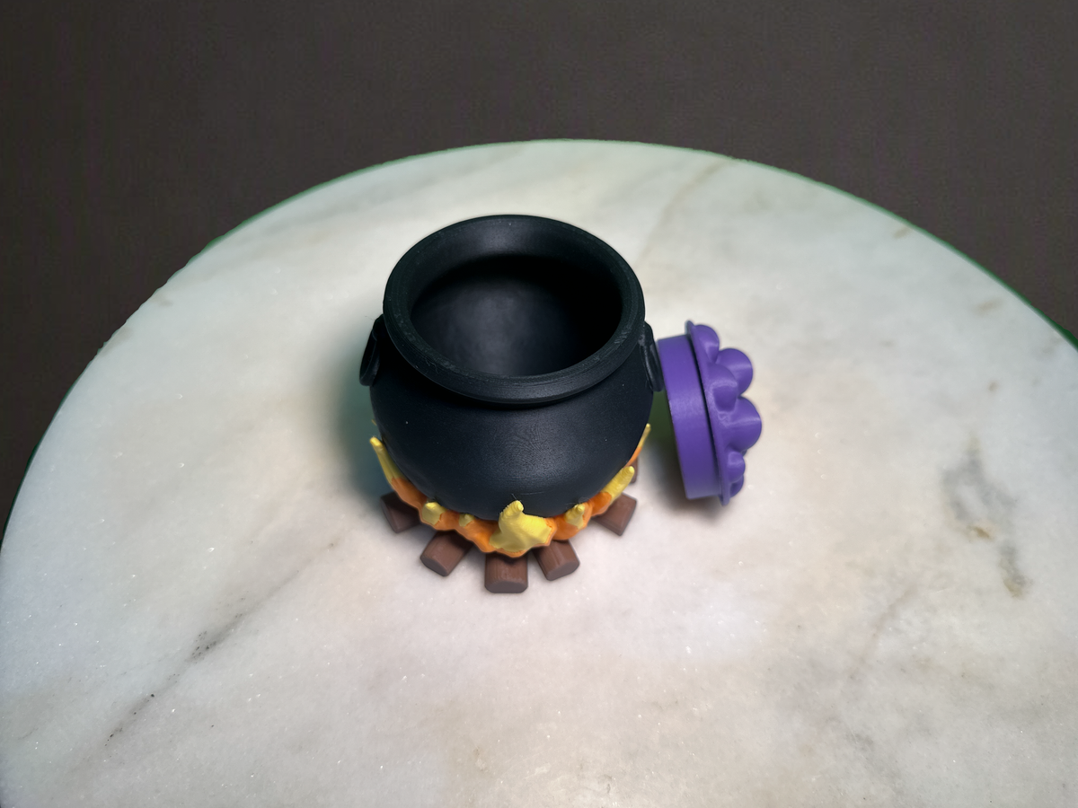 Bubbling Witch Cauldron Storage Container | 3d Printed Halloween Trinket Box | Removable Lid Storage Container | Witchy Decor